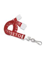 Cordoncino piatto 16mm ROSSO con scritta "VISITOR" (100 pz.)