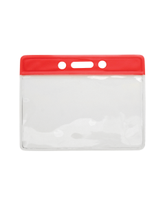 Portabadge orizzontale in vinile - top colorato rosso (100 pz.)