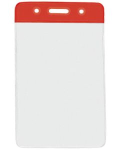 Portabadge verticale in vinile - top colorato rosso (100 pz.)