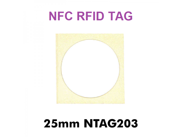 TAG NFC, adesivi, con chip NTAG 203,  diam. 25mm