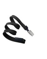 Cordoncino piatto 10mm NERO con clip bulldog