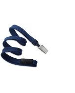 Cordoncino piatto 10mm BLU NAVY  con clip bulldog