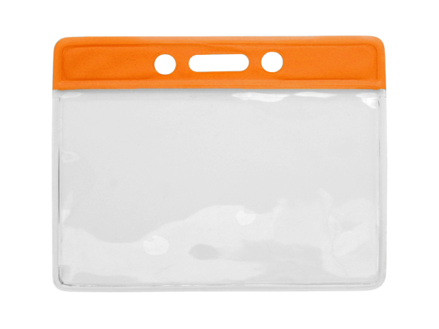 Portabadge orizzontale in vinile - top colorato arancione (100 pz.)
