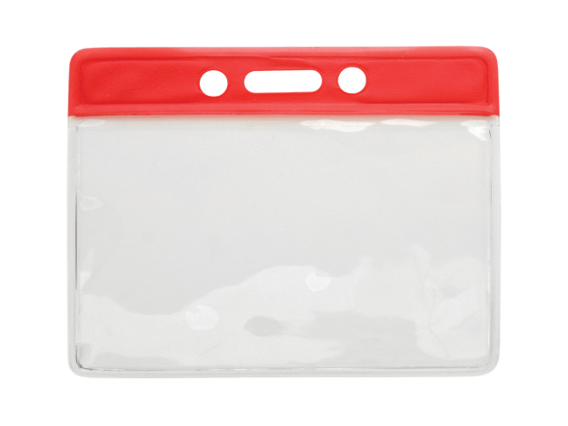 Portabadge orizzontale in vinile - top colorato rosso (100 pz.)