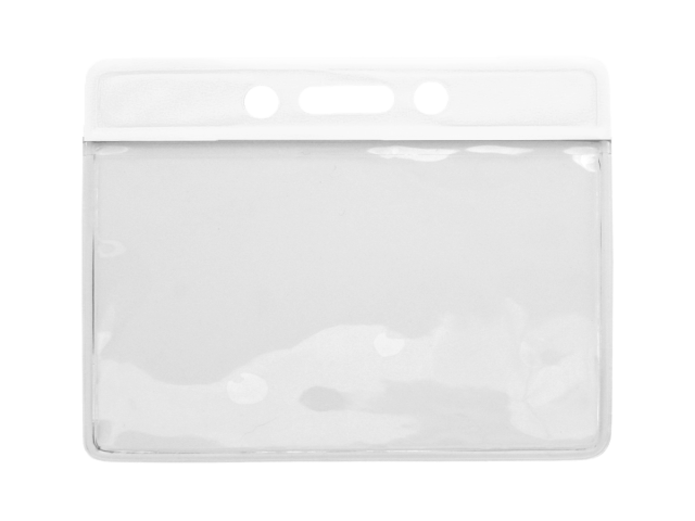 Portabadge orizzontale in vinile - top colorato bianco (100 pz.)