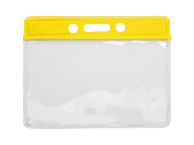 Portabadge orizzontale in vinile - top colorato giallo (100 pz.)