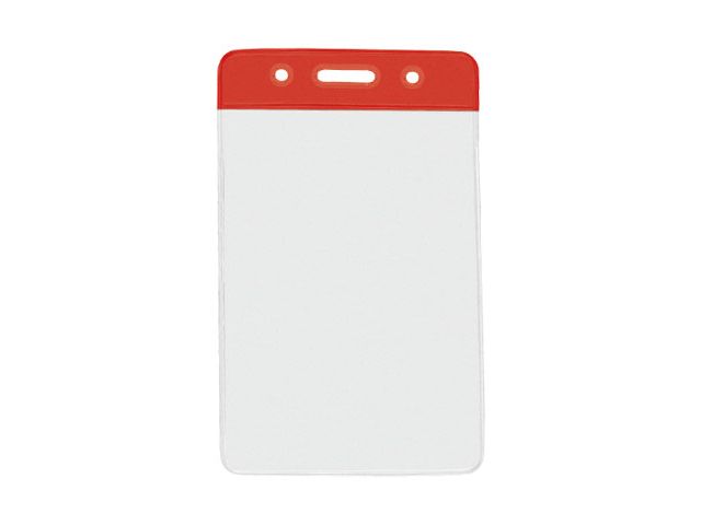 Portabadge verticale in vinile - top colorato rosso (100 pz.)