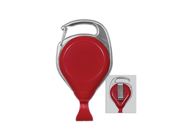 Yoyo portabadge anti-attorcigliamento con moschettone - rosso (conf. da 100 pz.)