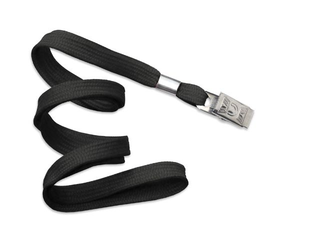 Cordoncino piatto 10 mm - NERO - con clip bulldog (conf. da 100 pz.)