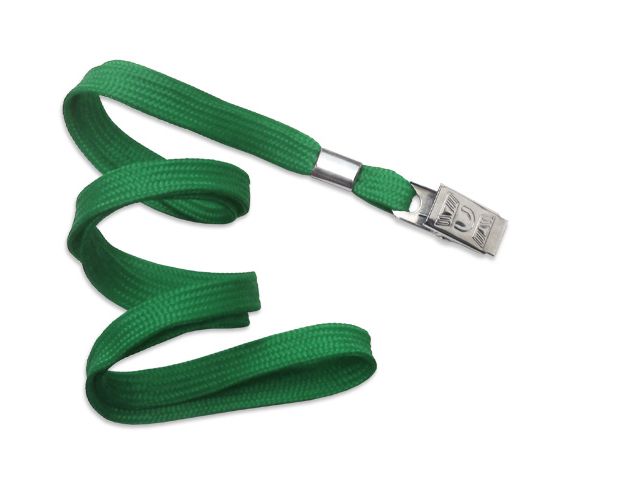 Cordoncino piatto 10 mm VERDE - con clip bulldog (conf. da 100 pz.)