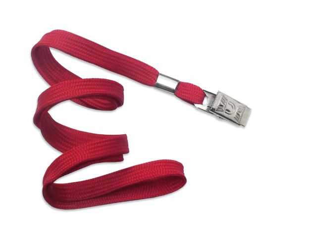 Cordoncino piatto 10 mm ROSSO - con clip bulldog (conf. da 100 pz.)