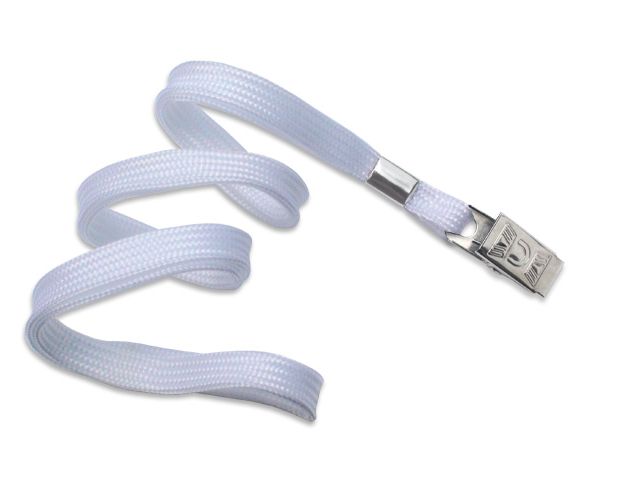 Cordoncino piatto 10 mm BIANCO - con clip bulldog (conf. da 100 pz.)