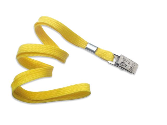 Cordoncino piatto 10 mm GIALLO - con clip bulldog (conf. da 100 pz.)