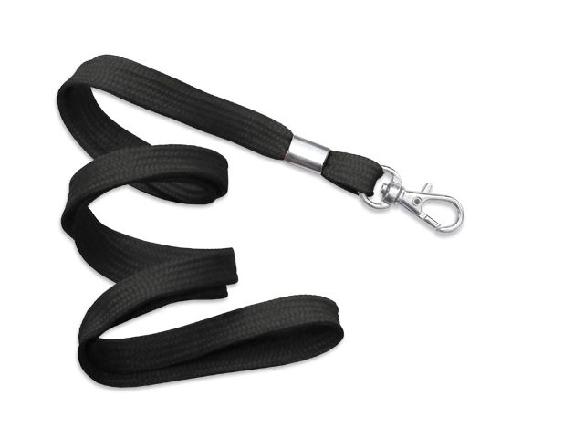 Cordoncino piatto 10 mm NERO con moschettone (conf. da 100 pz.)