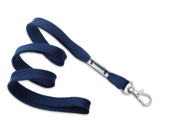 Cordoncino piatto 10 mm blu navy con moschettone (conf. da 100 pz.)