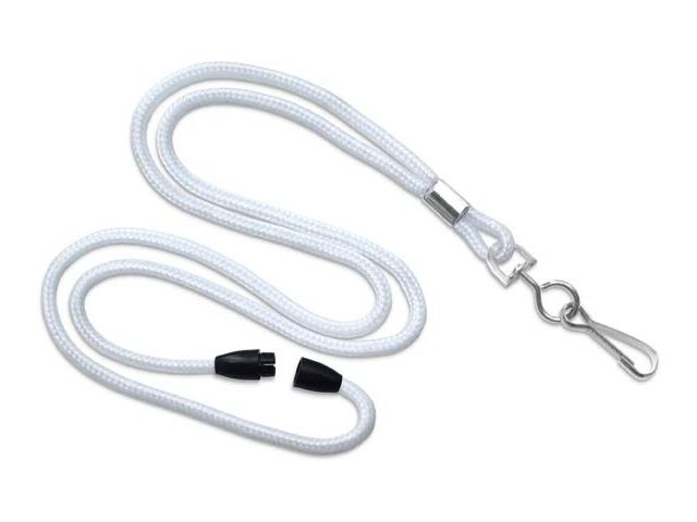 Cordoncino tubolare 3mm BIANCO con gancio-sgancio (100 pz.)