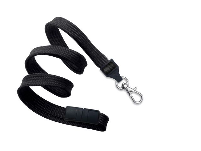 Cordoncino piatto 10mm NERO moschettone e sgancio (100 pz.)