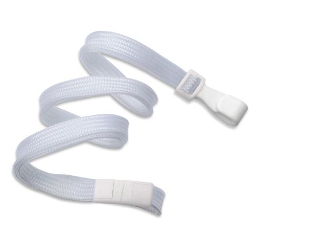 Cordoncino piatto 10mm BIANCO con clip e sgancio (conf. da 100 pz.)