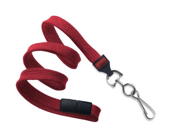 Cordoncino piatto 10 mm ROSSO con moschettone (conf. da 100 pz.)