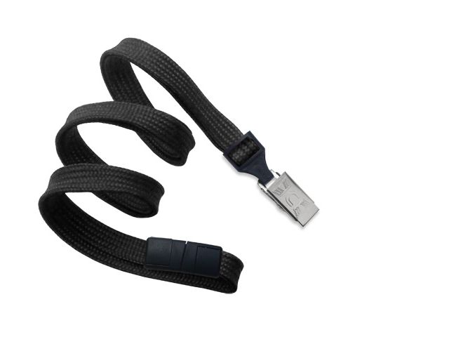 Cordoncino piatto 10mm NERO con clip bulldog (conf. da 100 pz.)