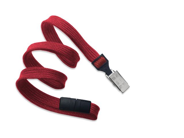 Cordoncino piatto 10mm ROSSO con clip bulldog (100 pz.)