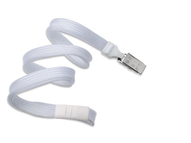 Cordoncino piatto 10mm BIANCO con clip bulldog (conf. da 100 pz.)