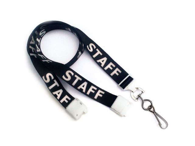 Cordoncino piatto 16mm NERO con stampa "STAFF" (100 pz.)