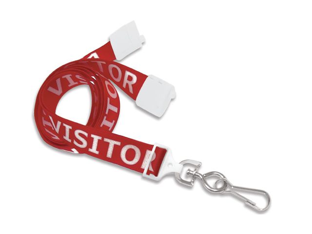 Cordoncino piatto 16mm ROSSO con scritta "VISITOR" (100 pz.)