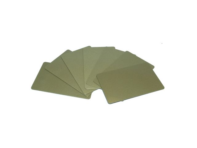 Tessera in PVC ORO (tendente verde) 0,76mm su 2 lati (conf. da 100 pz.)